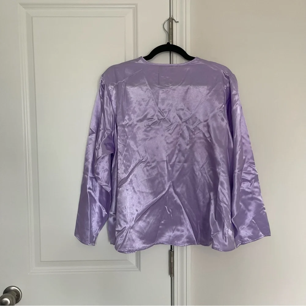 VTG Anthony Richards Womens Sleepwear Intimates Shirt Purple Floral Satin
